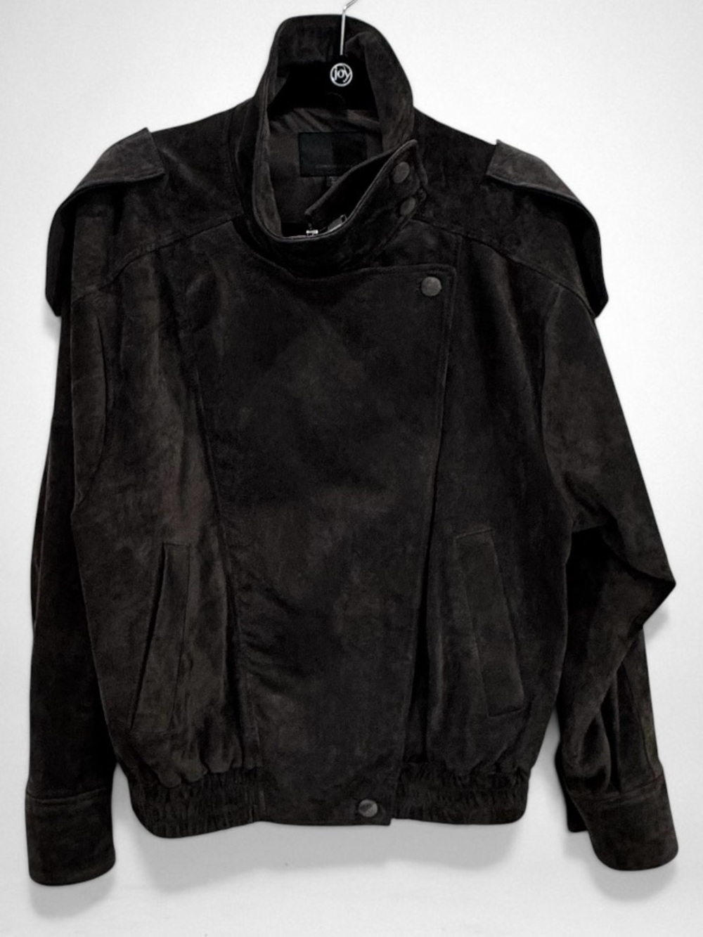 Zara 100% Suede Biker Jacket with Covered Buttons
